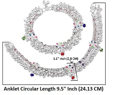 Elegant Oxidized Silver Anklet Set - Indian Bridal Payal Jhanjara Anklets with Metal Charms for Women | Perfect for Weddings, Festivals & Boho Fashion Jewelry