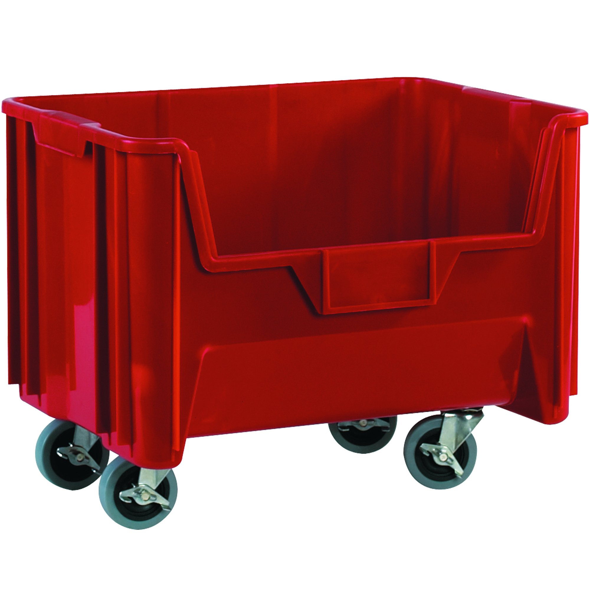 BOX USA BBING121 Mobile Giant Stackable Bins - 19 7/8 x 15 1/4 x 12 7/16 Inch Red Plastic Storage Containers (Pack of 3) - Perfect for Home Organization, Garage Shelving & Warehouse Use