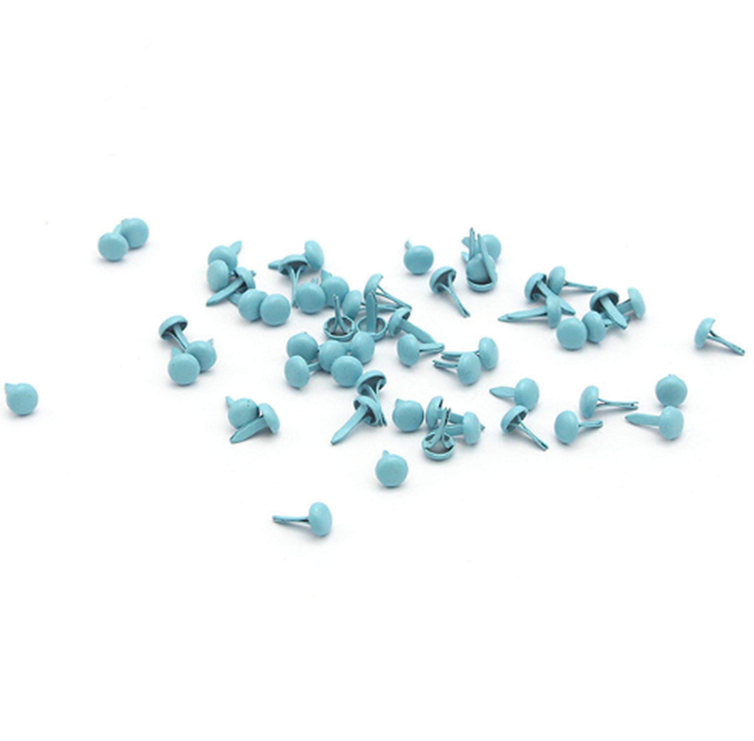 Small Blue Round Fastener Brads - Metal Craft Supplies for Scrapbooking, Card Making & DIY Projects (Blue, 100-Pack)