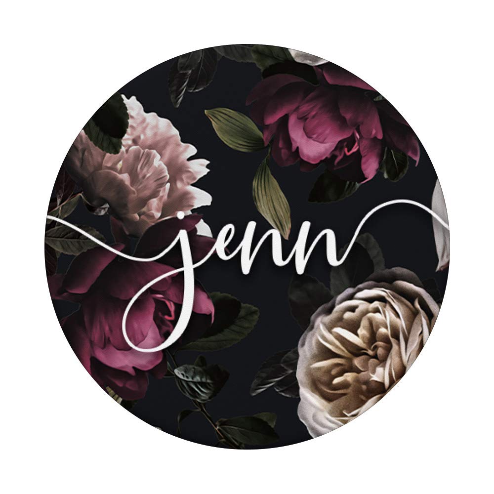 Jenn - Elegant Floral Rose & Peony Personalized Name PopSockets PopGrip | Swappable Phone Grip for iPhone, Samsung & Tablets | Perfect Gift for Birthdays, Anniversaries & Special Occasions