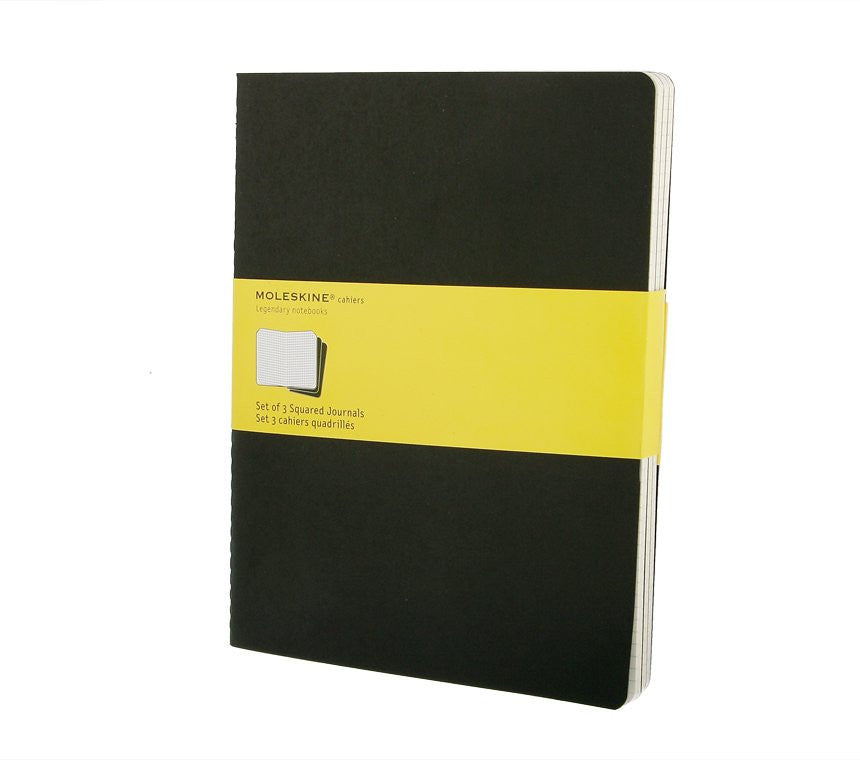 Premium Moleskine Squared Cahier Journal Set of 3 - Lined Notebooks for Writing, Sketching & Note Taking - Perfect for Students, Artists & Professionals - Durable Kraft Paper Cover