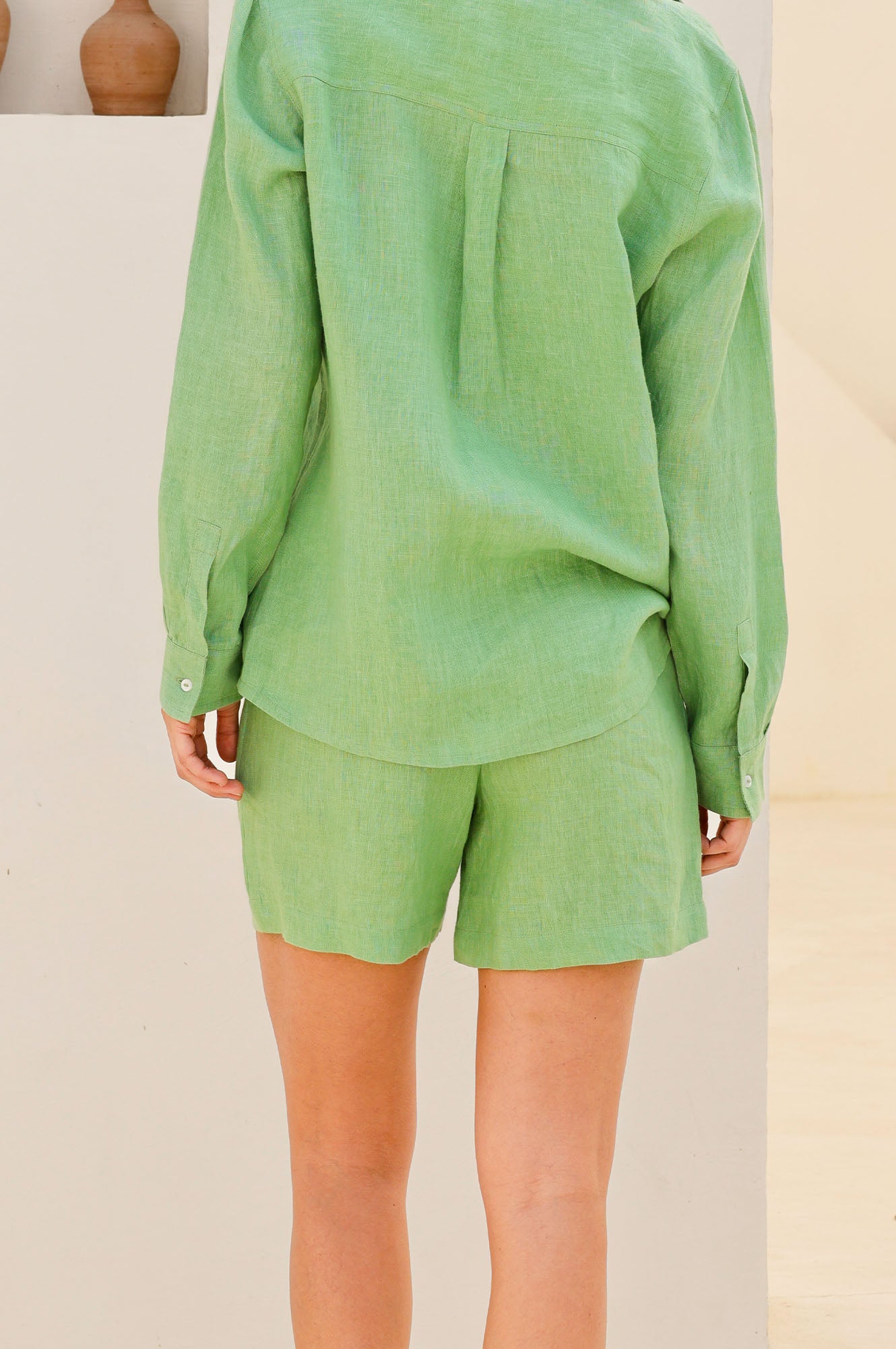 Alexandra Women's Linen Shorts - Comfortable Green Summer Shorts for Casual Wear, Beach & Vacation