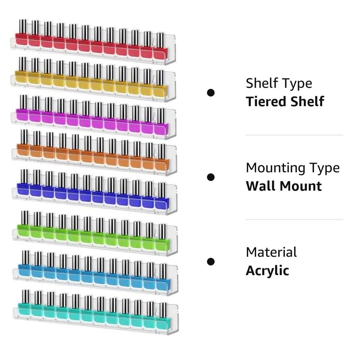 Feeling Hub Acrylic Nail Polish Stand Holder - Wall Mounted Display Rack for Salon & Home Organization (2-Pack) | Perfect for Nail Polish Storage, Salon Display & Cosmetic Organization