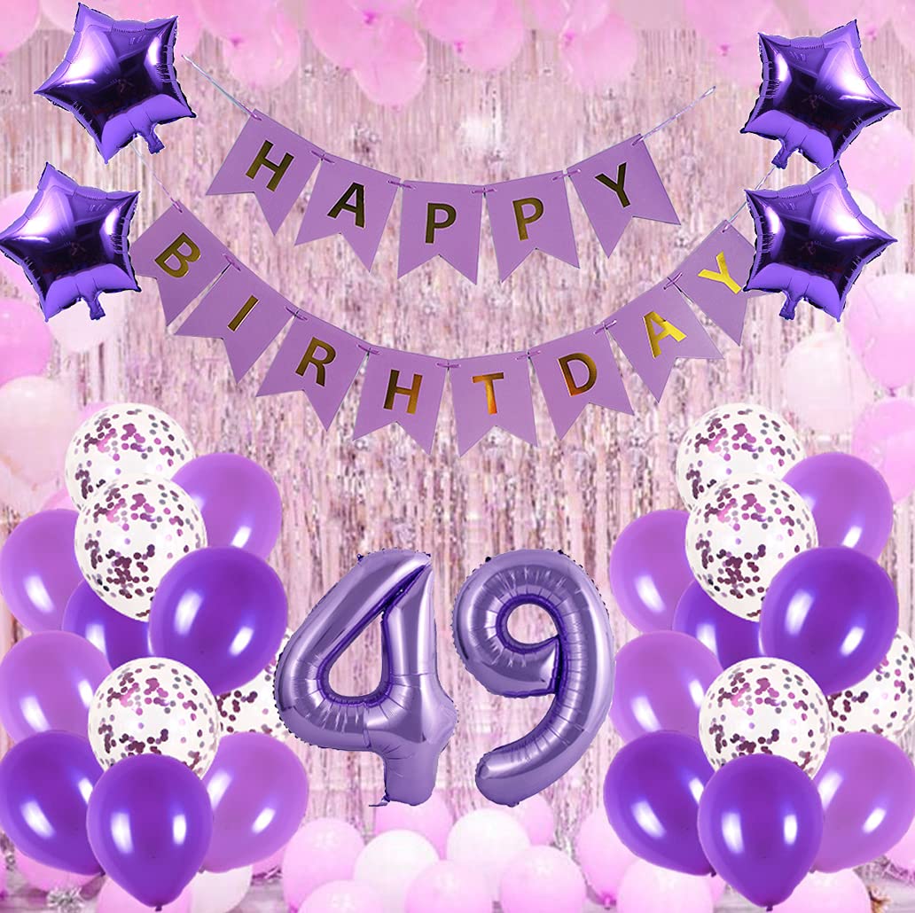 49th Birthday Party Decorations Kit - Happy Birthday Banner, Number 49 Balloons & Purple Party Supplies | Perfect for Milestone Celebrations, Adult Birthday Parties & Anniversary Decorations