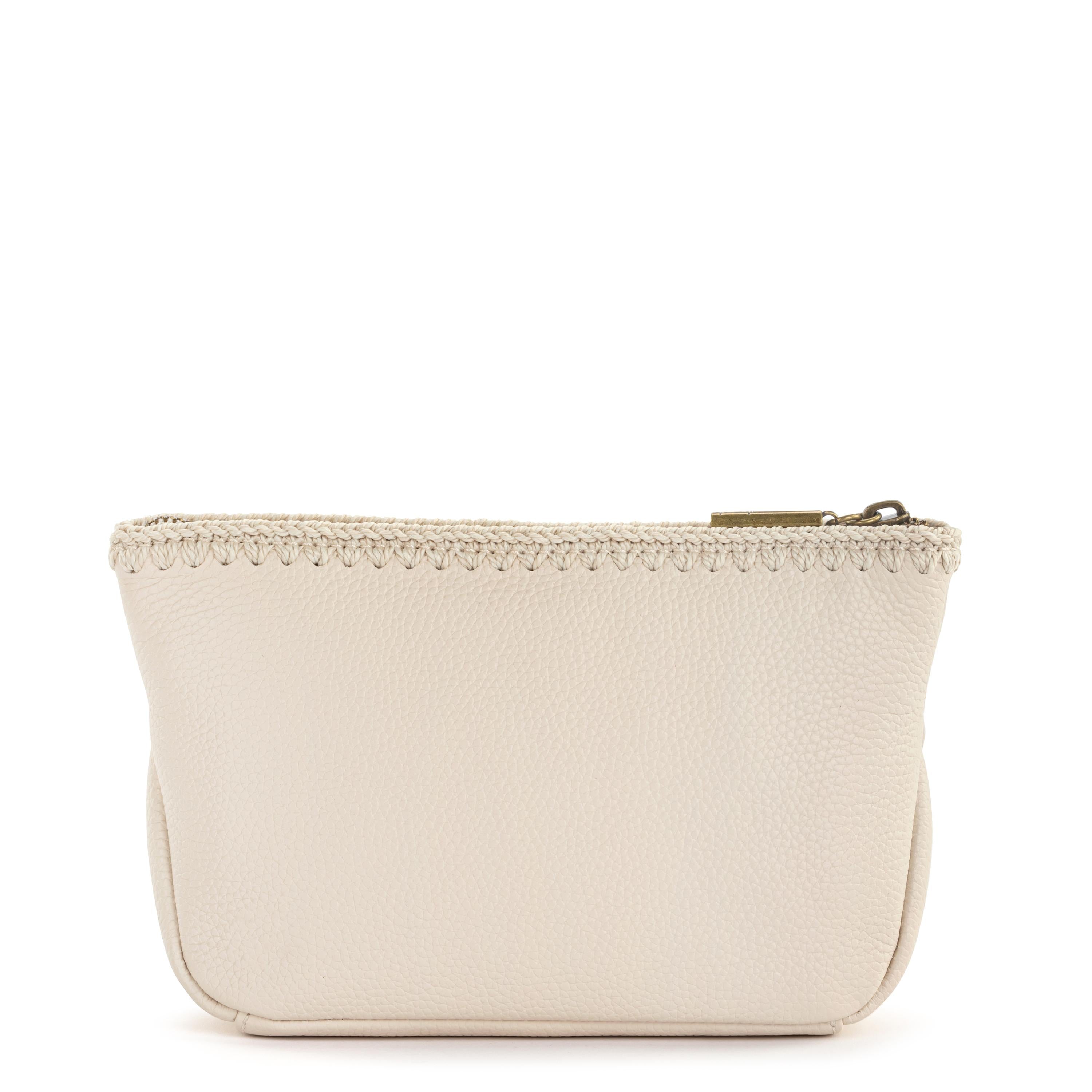 Premium Leather Essential Pouch with Stone Accent - Stylish & Durable for Everyday Use, Travel, and Organizing Small Items