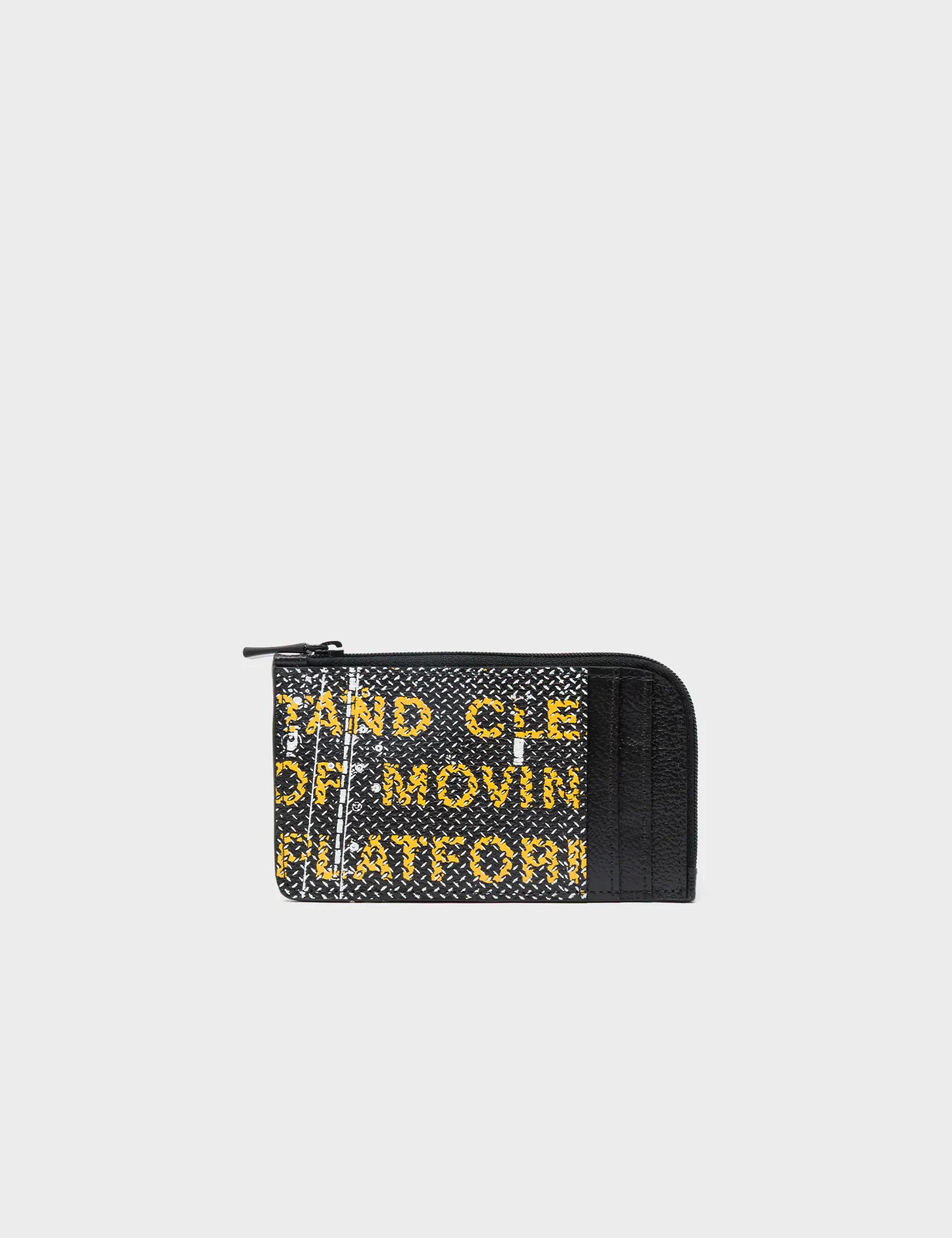 Fausto Black Leather Zip Around Cardholder with Metal Platform Print - Slim RFID Blocking Wallet for Men & Women - Perfect for Travel, Business, and Everyday Use