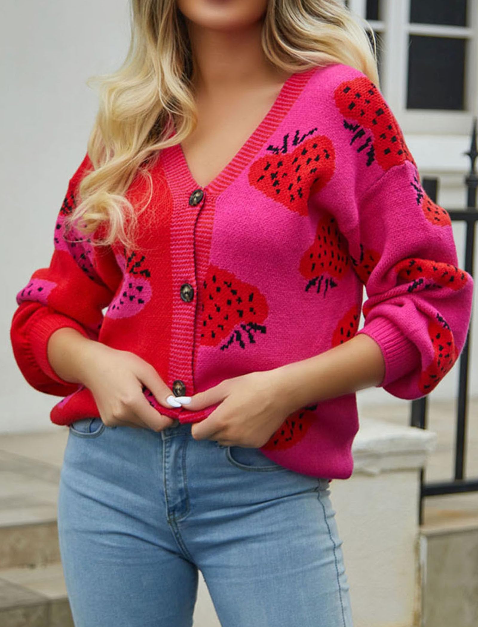 ECOWISH Women's Floral Cropped Cardigan - Long Sleeve Open Front Fuzzy Daisy Print Knit Sweater | Y2K Casual Outerwear for Fall | Perfect for Layering, Coffee Dates & Autumn Outfits