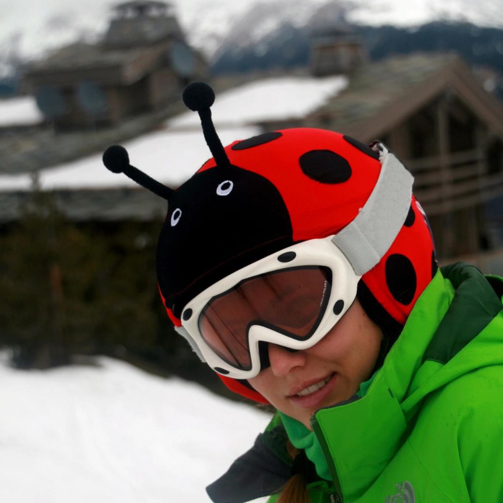 Coolcasc Animal Ski Helmet Cover - Ladybug Design for Women & Kids - Waterproof & Warm Winter Sports Accessory for Skiing, Snowboarding & Outdoor Activities