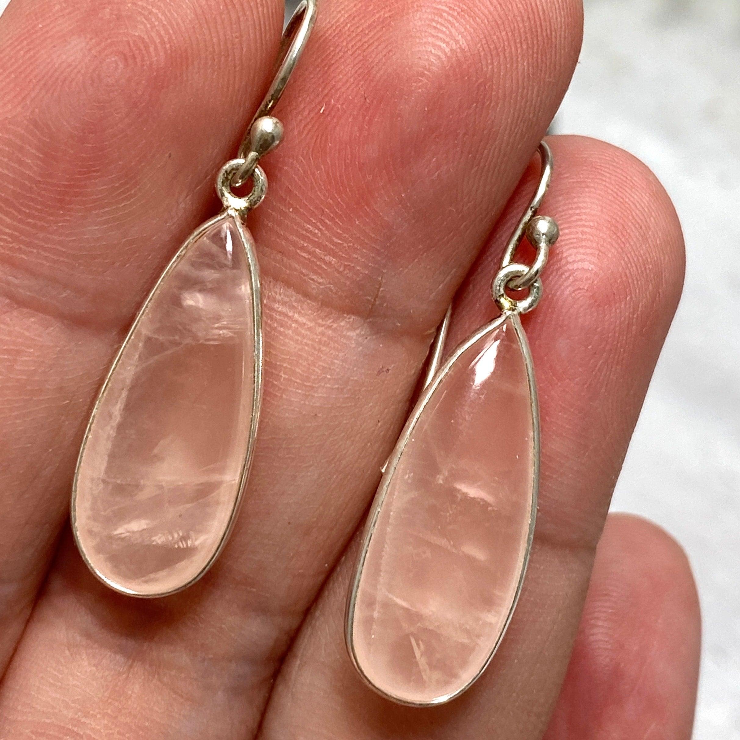 Rose Quartz Teardrop Earrings for Women - Natural Gemstone Dangle Earrings E2456 KEGJ953 - Perfect for Weddings, Parties & Everyday Elegance