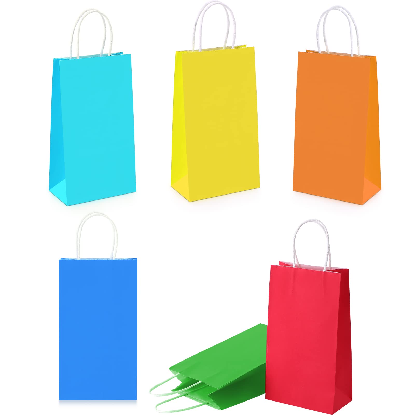 Oletx 24 Pack Colorful Gift Paper Bags with Handles 8.7x4.7x3 Inch - Bulk Party Favor Bags for Birthday, Baby Shower, Welcome Gifts & Kids School Activities | Perfect for Party Decorations, Wedding Favors & Classroom Events