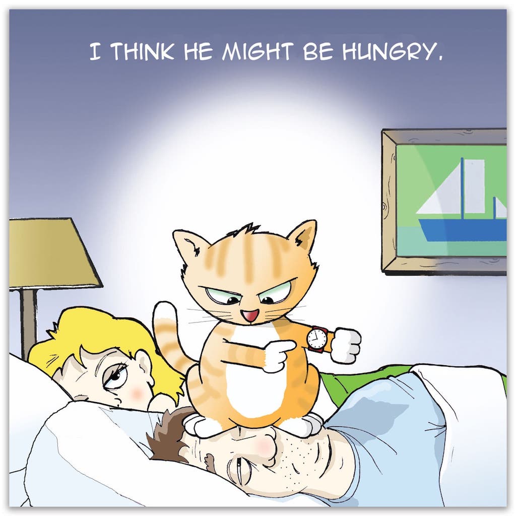 Funny 'Hungry Cat' Greeting Card by Michael Canine - Perfect for Cat Lovers, Birthday Gifts & Humorous Occasions