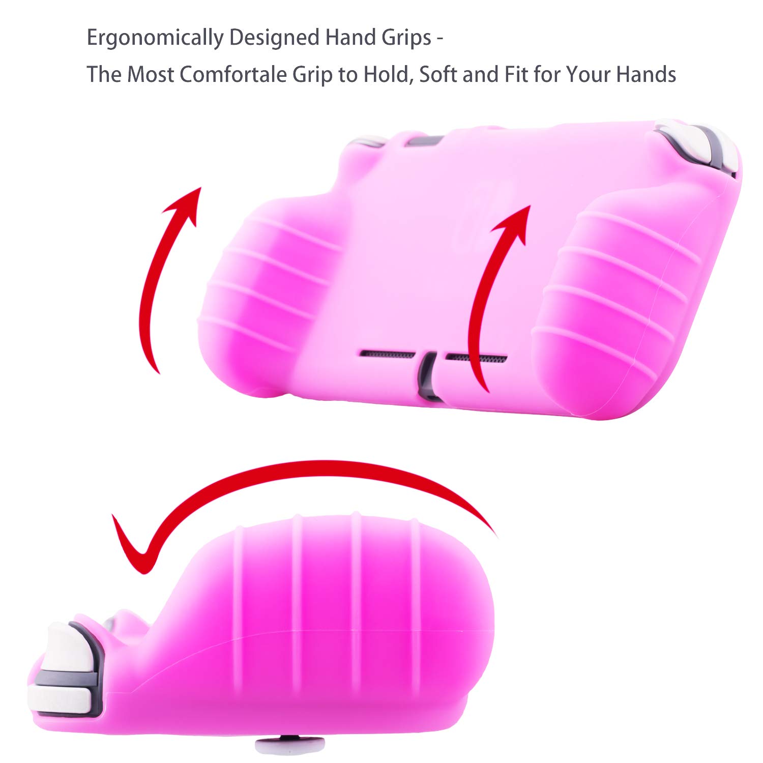 YoRHa Soft Silicone Rubber Protective Cover Case & 4 Thumbsticks for Nintendo Switch Lite (2019 Slim Model) - Pink | Comfort Grip for Gaming | Perfect for Travel & Long Play Sessions