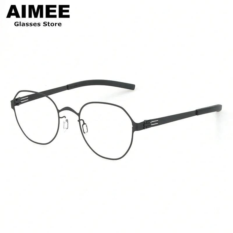 Aimee Women's Full Rim Oval Square Screwless Steel Eyeglasses 1177 - Lightweight Metal Frame Glasses for Work, Reading & Fashion