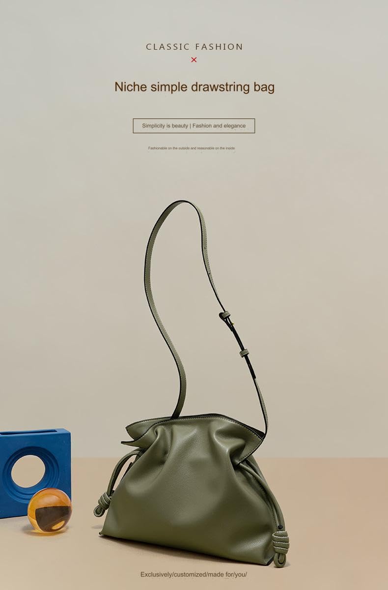 Korean Style One Shoulder Crossbody Cloud Bag - Genuine Leather Large Capacity Lucky Handbag for Women - Perfect for Work, Travel, and Daily Use