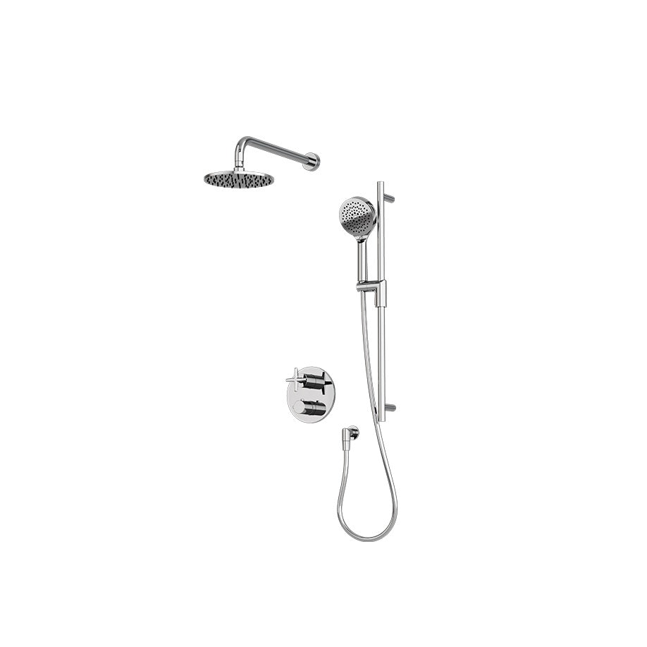 Rubi Lexa 2-Way Thermostatic Shower Kit with Wall Arm - 1/2'' Connection, 3 Finish Options - Perfect for Modern Bathroom Renovations & Spa-Like Shower Experience