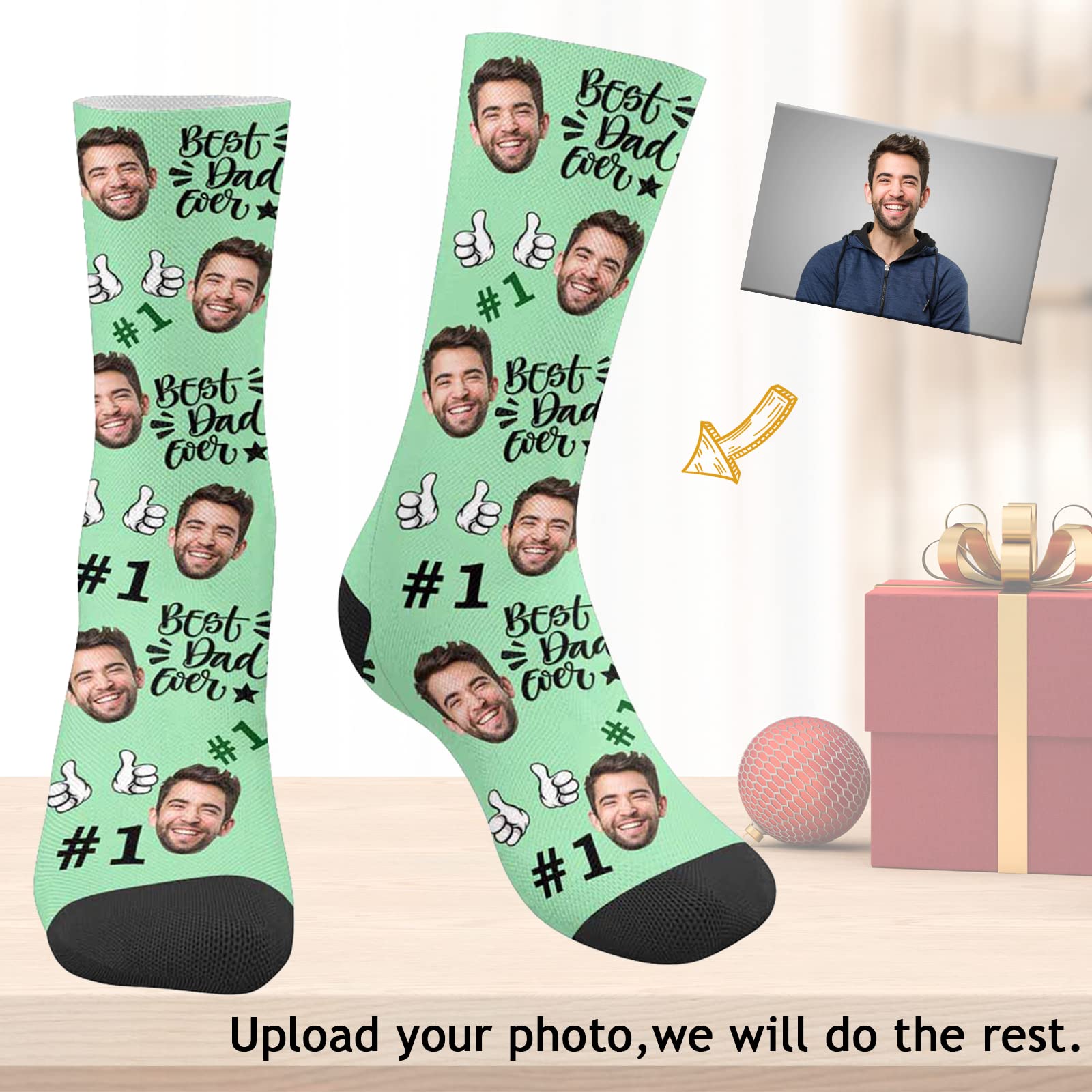 Custom Father's Day Socks with Photo - Personalized Funny Daddy Socks for Men | Unique Gift for Dad Birthday, Christmas & Father's Day | Great for Gag Gifts, Stocking Stuffers & Special Occasions