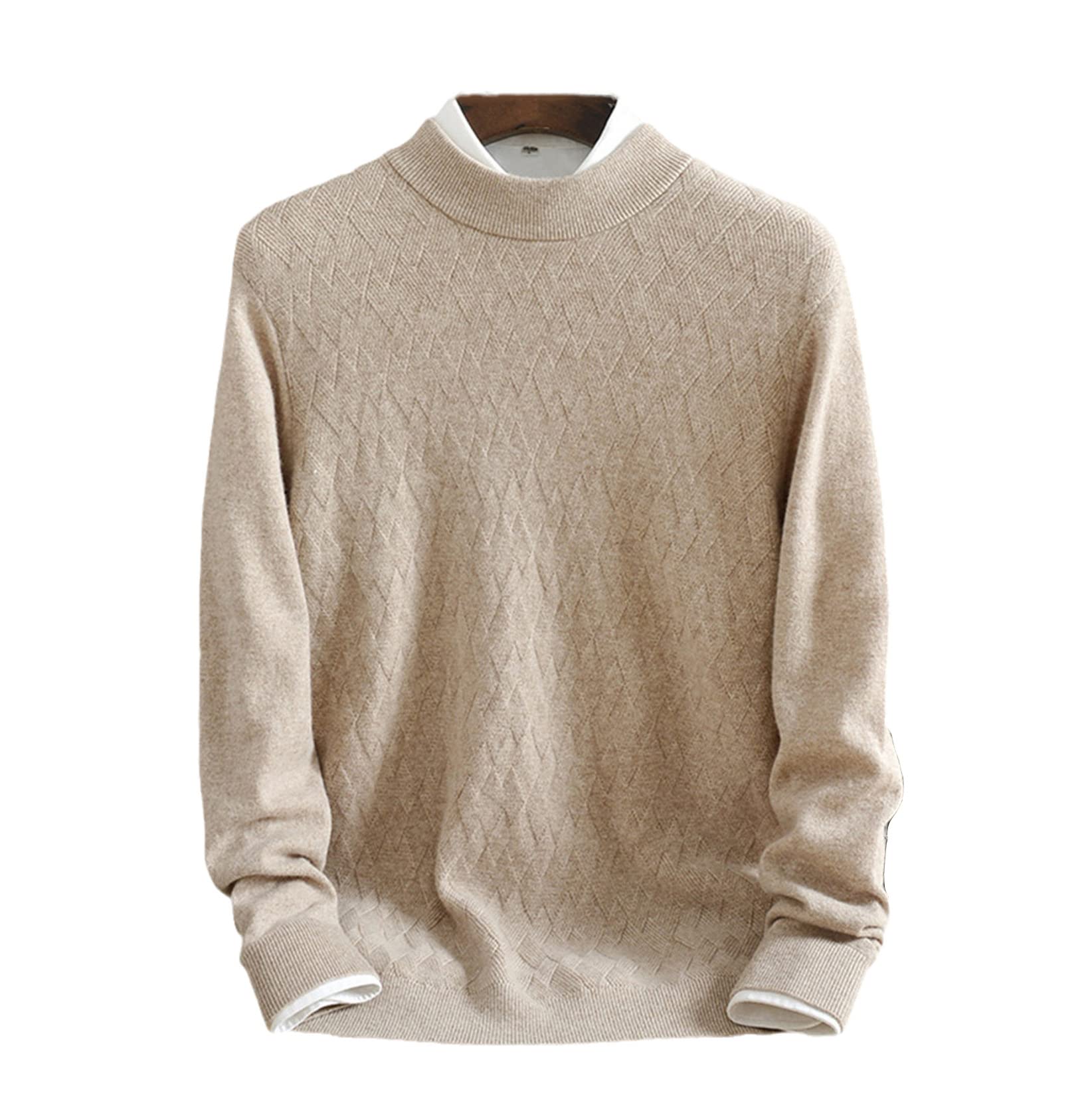 100% Pure Cashmere Sweater for Men - Half High Neck Thick Solid Color Pullover | Winter Business Casual Knitwear | Office, Date Night & Holiday Outfits