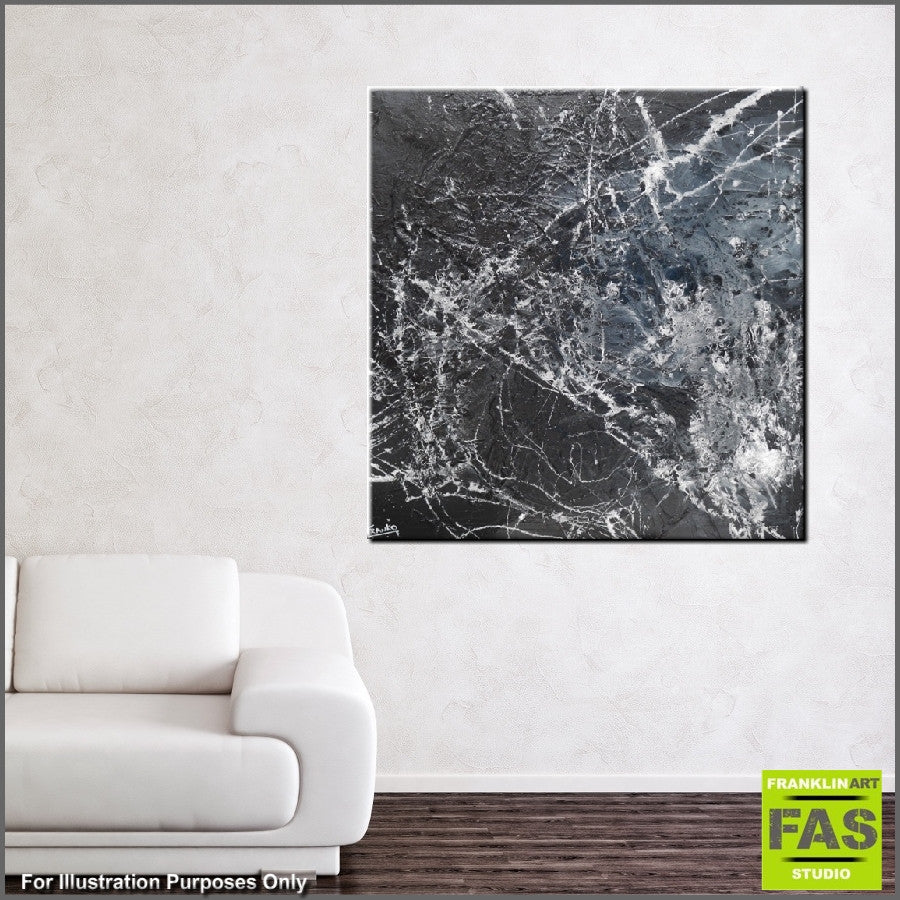 Abstract Black Painting - Modern Wall Art for Living Room, Bedroom & Office Decor - Handmade Canvas Artwork