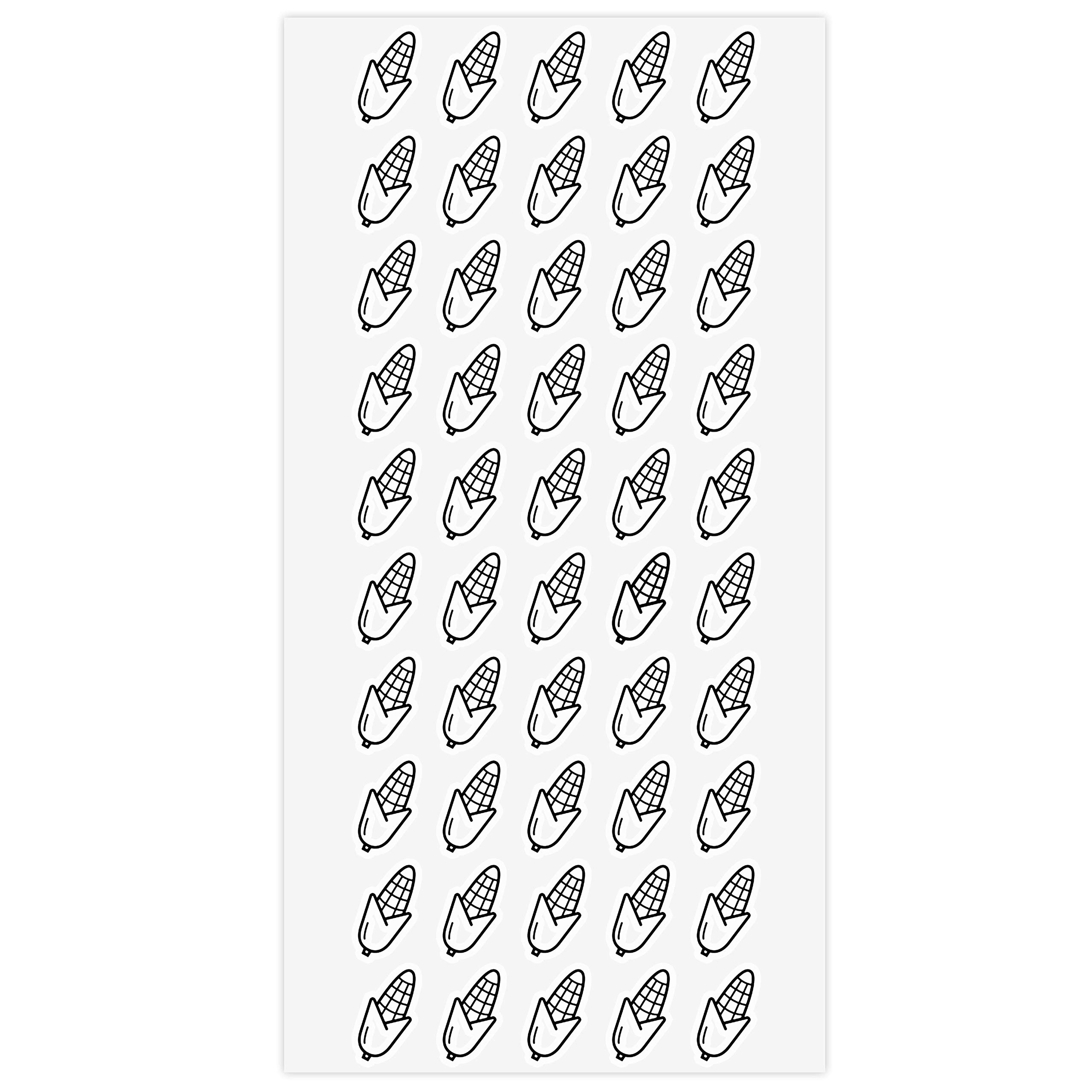 ARK Creation 50 Wedding Meal Stickers for Place Cards - Elegant Menu Choice Labels for Wedding Seating & Buffet - Perfect for RSVP Cards, Table Settings & Catering (Black, Corn Design)