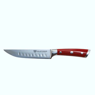 4-Piece Straight Edge Steak Knife Set with Red ABS Handles - Gladiator Series - NSF Certified - Dalstrong - Perfect for Steak Dinners, BBQ Parties & Kitchen Essentials