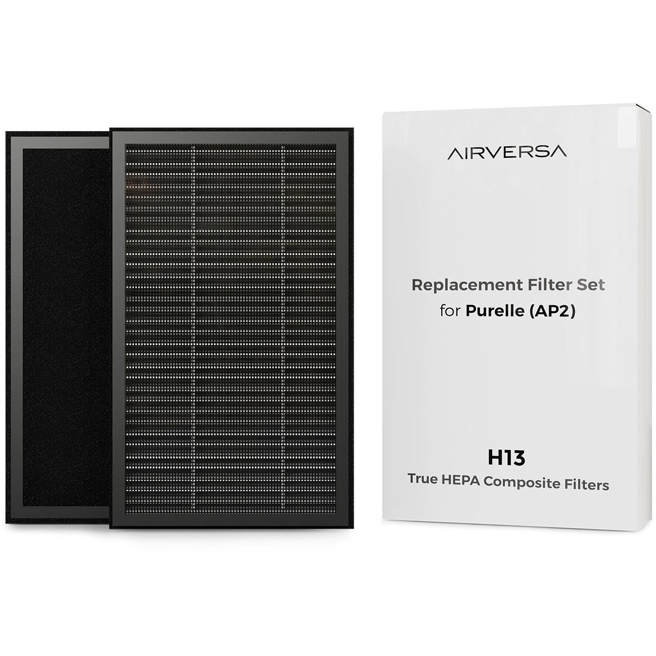 AirVersa Purelle H13 Replacement Air Filter Set - Compatible with Purelle Air Purifiers, Improves Indoor Air Quality for Home & Office Use