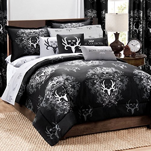 Bone Collector Black Comforter and Sham Set - Twin Size Bedding for Hunting Enthusiasts - Perfect for Bedrooms, Cabins, and Hunting Lodges
