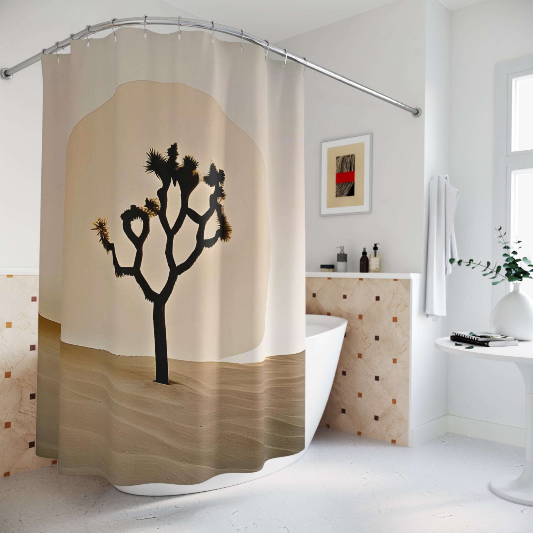 Stylish Desert Cacti Shower Curtain - Waterproof 100% Polyester Bathroom Decor with Buttonholes | Perfect for Boho, Modern & Farmhouse Bathrooms