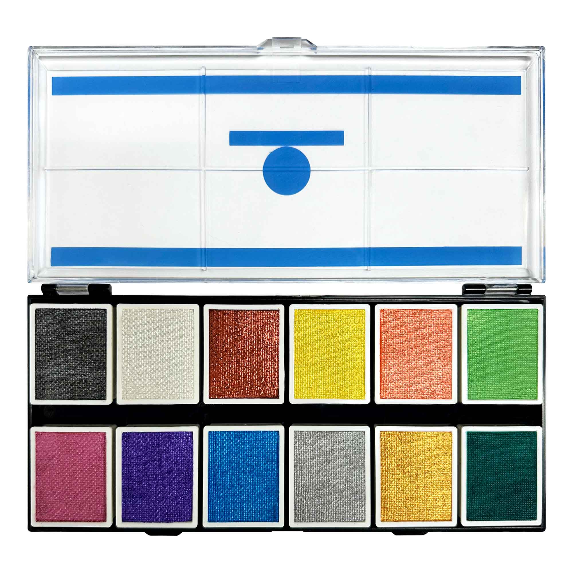 12-Color Metallic Water Activated Face & Body Paint Palette - Perfect for Halloween, Cosplay, Face Painting & Artistic Designs