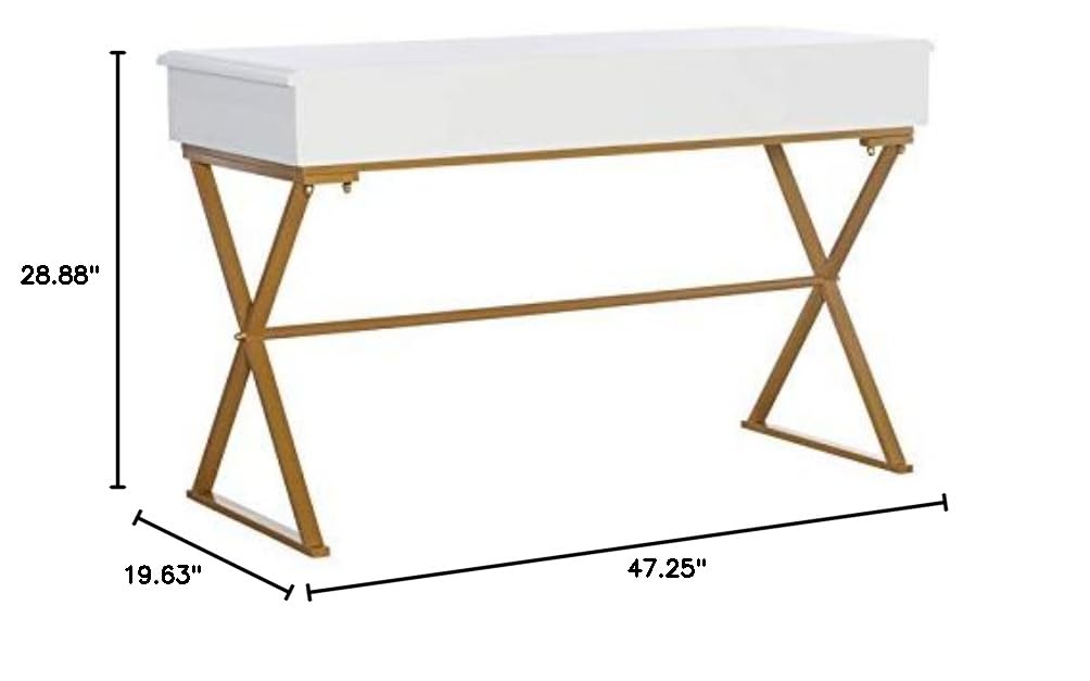 UrbanPro Transitional Two Drawer Metal Desk in White - Modern Home Office Furniture for Small Spaces & Workstations