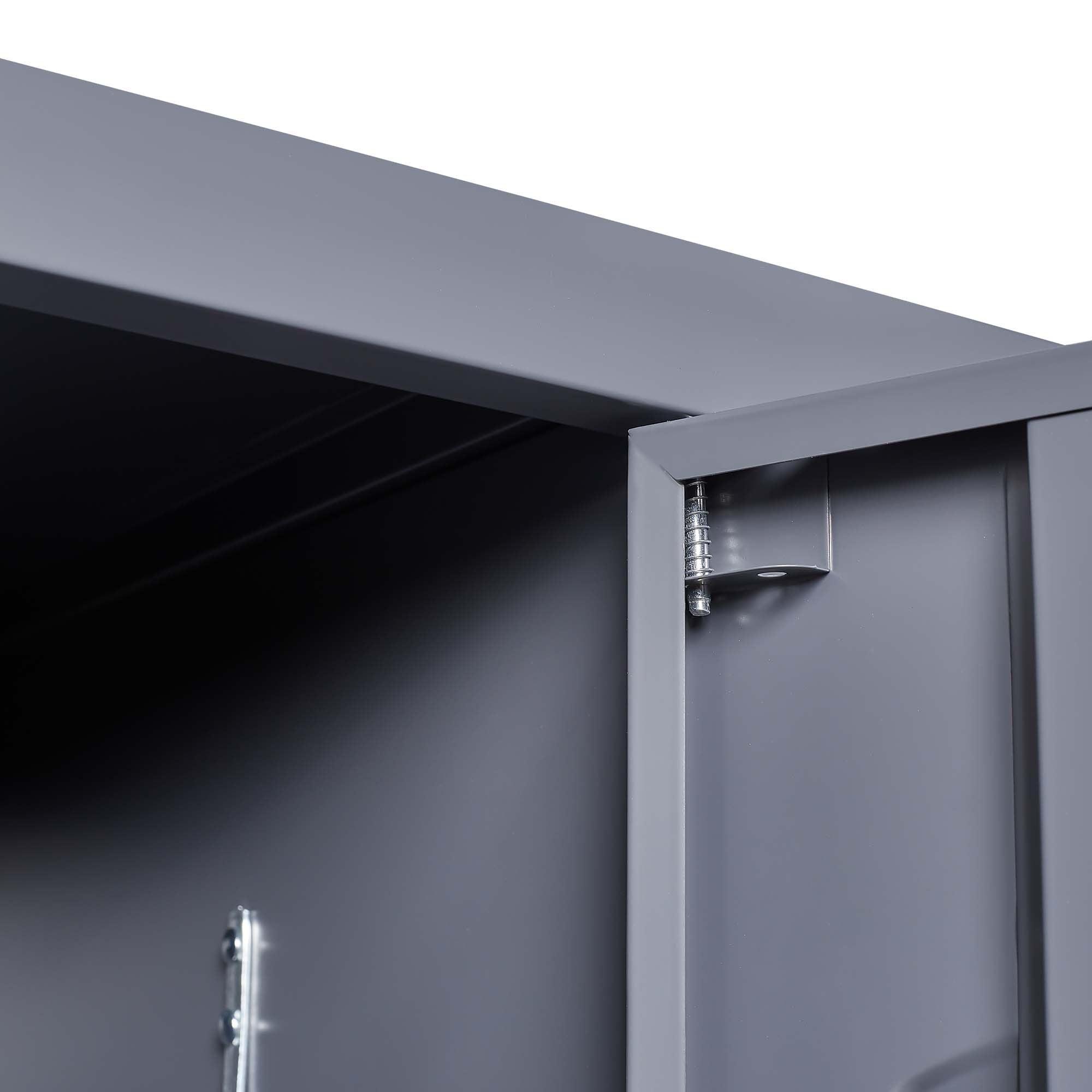 66H Gray Metal Storage Locker with Lock - Secure Cabinet for Home, Gym, Office, School & Garage - Perfect for Employee Storage, Sports Equipment & Organization