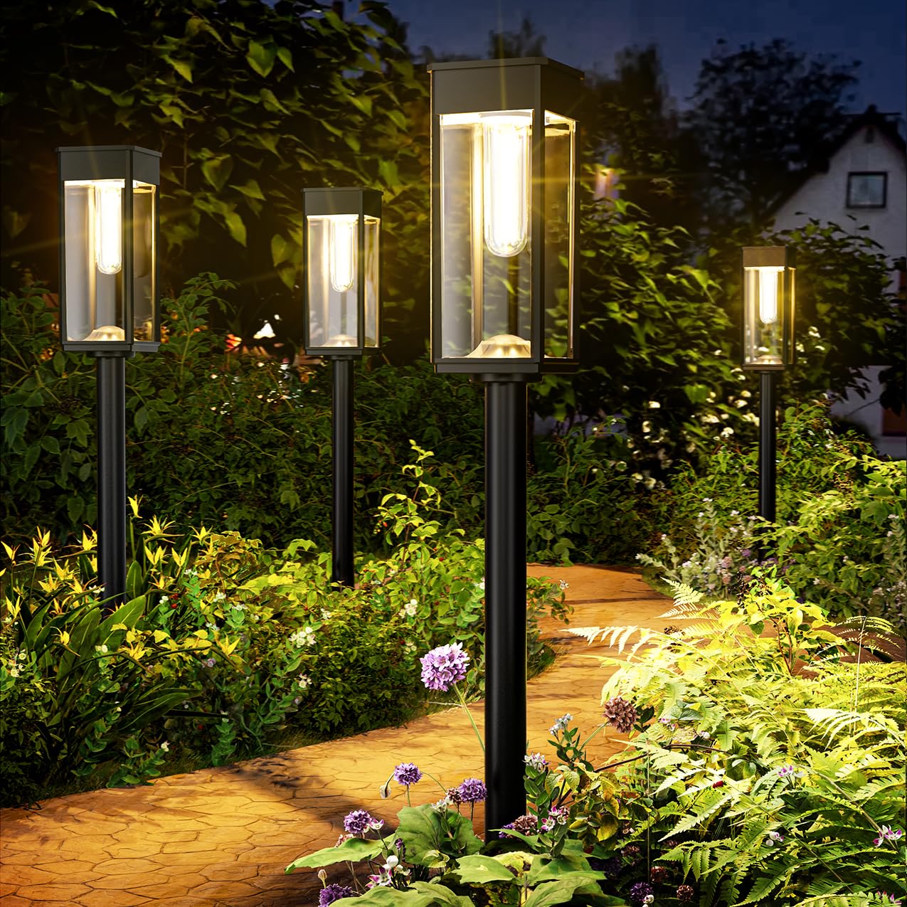 8 Pack Solar Pathway Lights Outdoor - IP65 Waterproof Solar Garden Lights for Yard, Patio, Walkway & Driveway - Warm White Landscape Lighting (Ideal for Garden Decor, Backyard Lighting & Pathway Illumination)