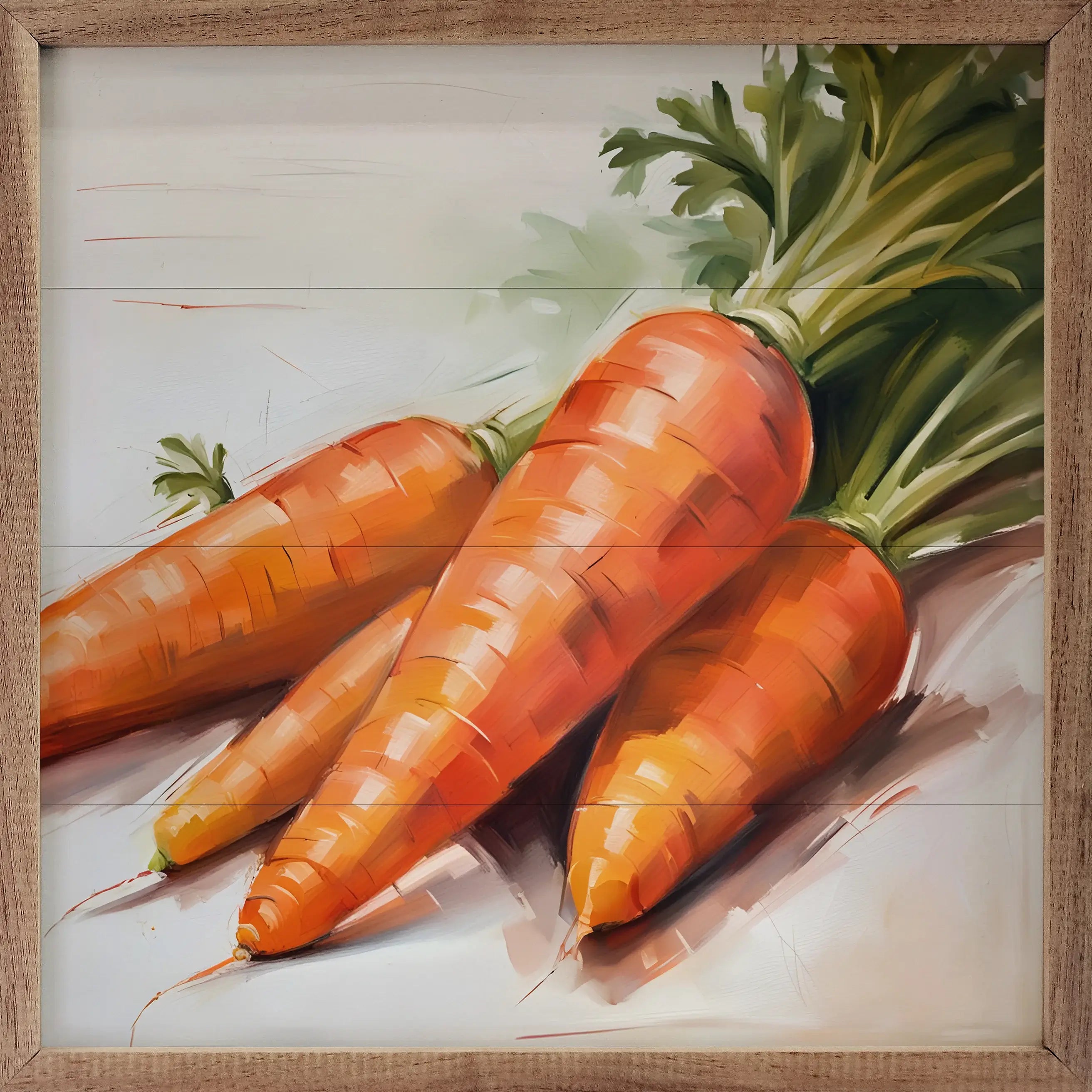 Bunch of Carrots White Wood Framed Print - Rustic Kitchen Wall Art Decor for Farmhouse, Dining Room & Home Office