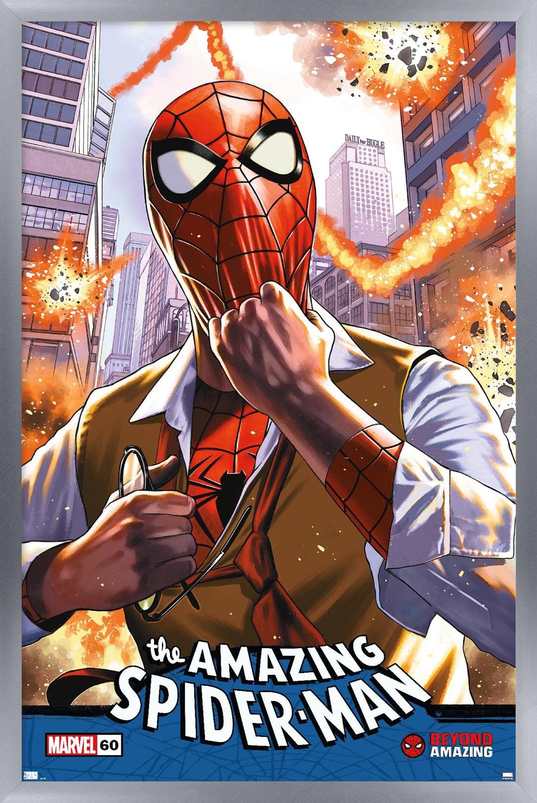 Marvel Comics Spider-Man: Beyond Amazing Wall Poster - 22.4x14.7 Inches Silver Framed Quick Change Cover | Home Decor, Office & Bedroom Wall Art for Superhero Fans