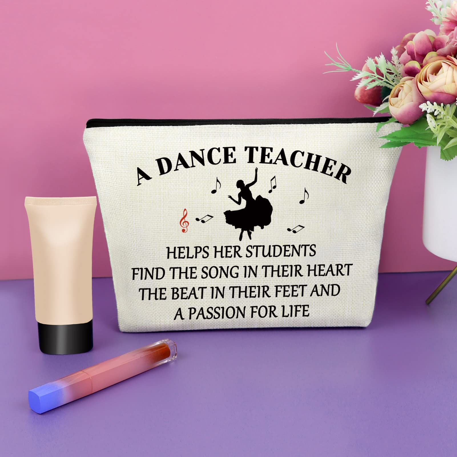 Stylish Sazuwu Makeup Bag & Travel Pouch - Perfect Dance Teacher Gift for Women (Birthday, Thank You, Holiday Present) - Ideal for Dance Classes, Travel & Everyday Use