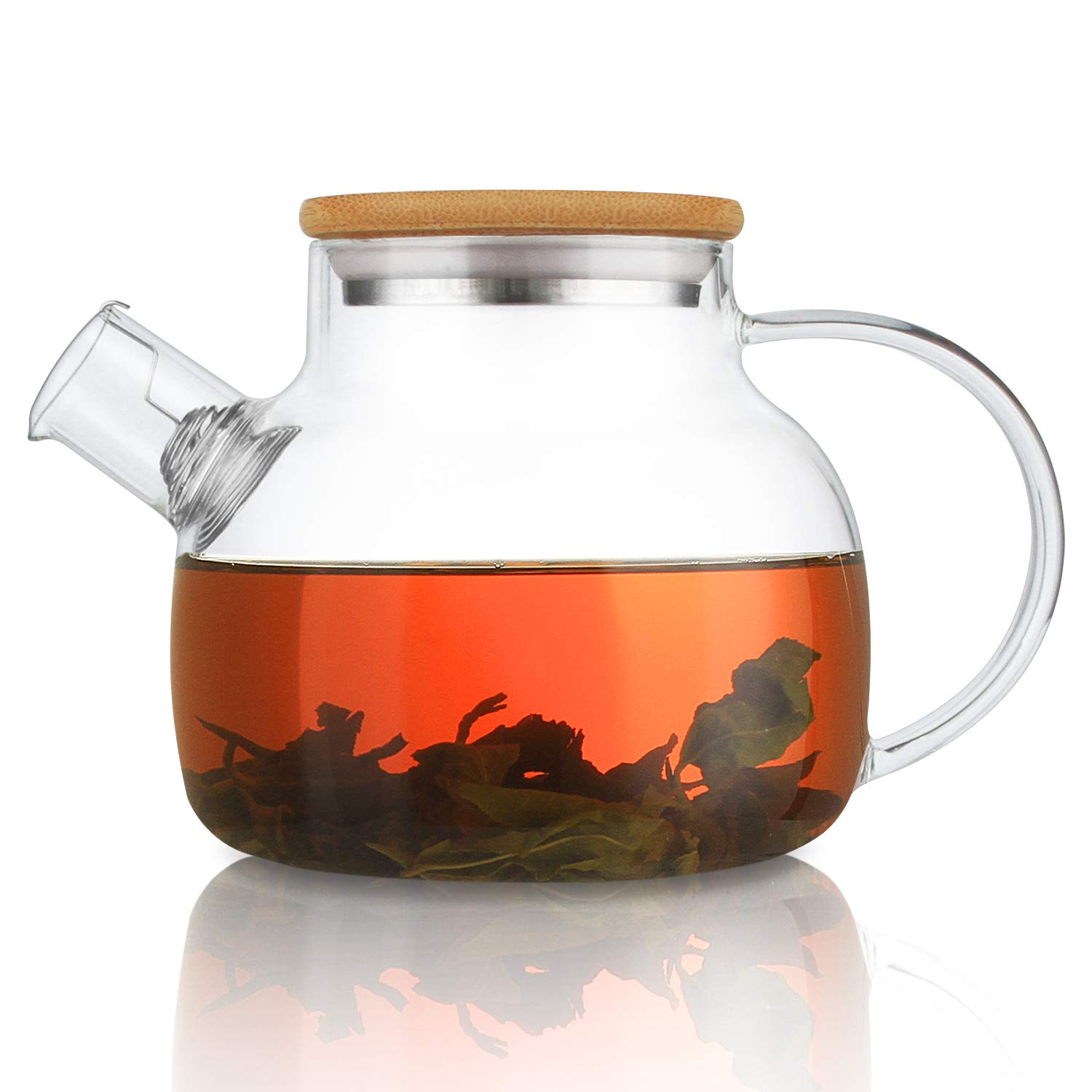 Premium Glass Teapot with Removable Filter - 30.4oz Stovetop Safe Clear Teapot for Loose Leaf & Blooming Tea - Perfect for Home, Office & Tea Ceremonies