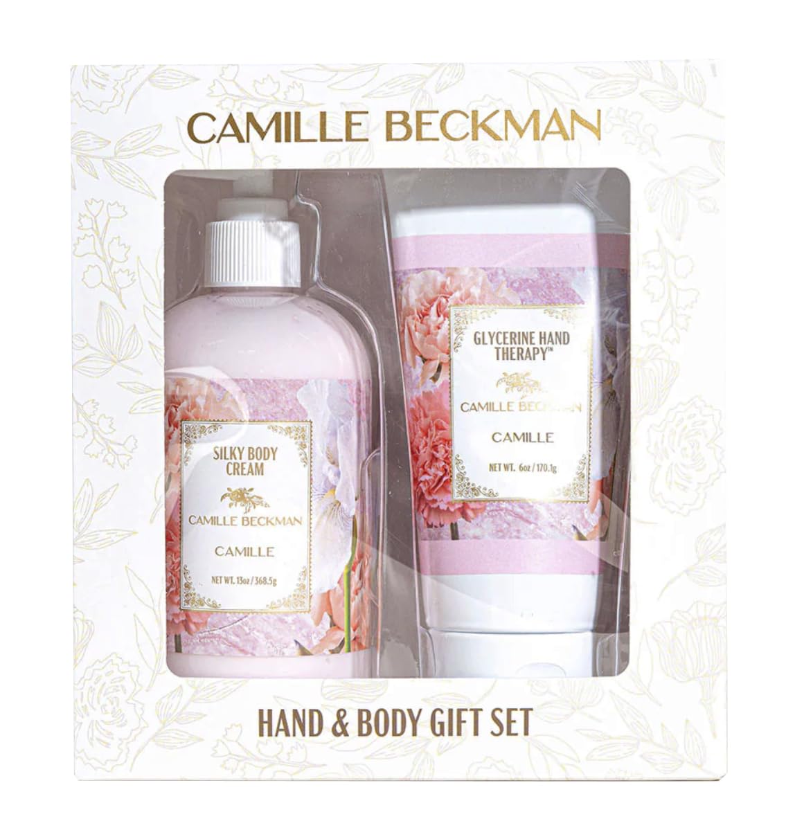 Camille Beckman Silky Body & Glycerin Hand Cream Duo Set - Moisturizing Lotion for Dry Skin - Perfect for Home Spa, Office Desk & Travel Essentials