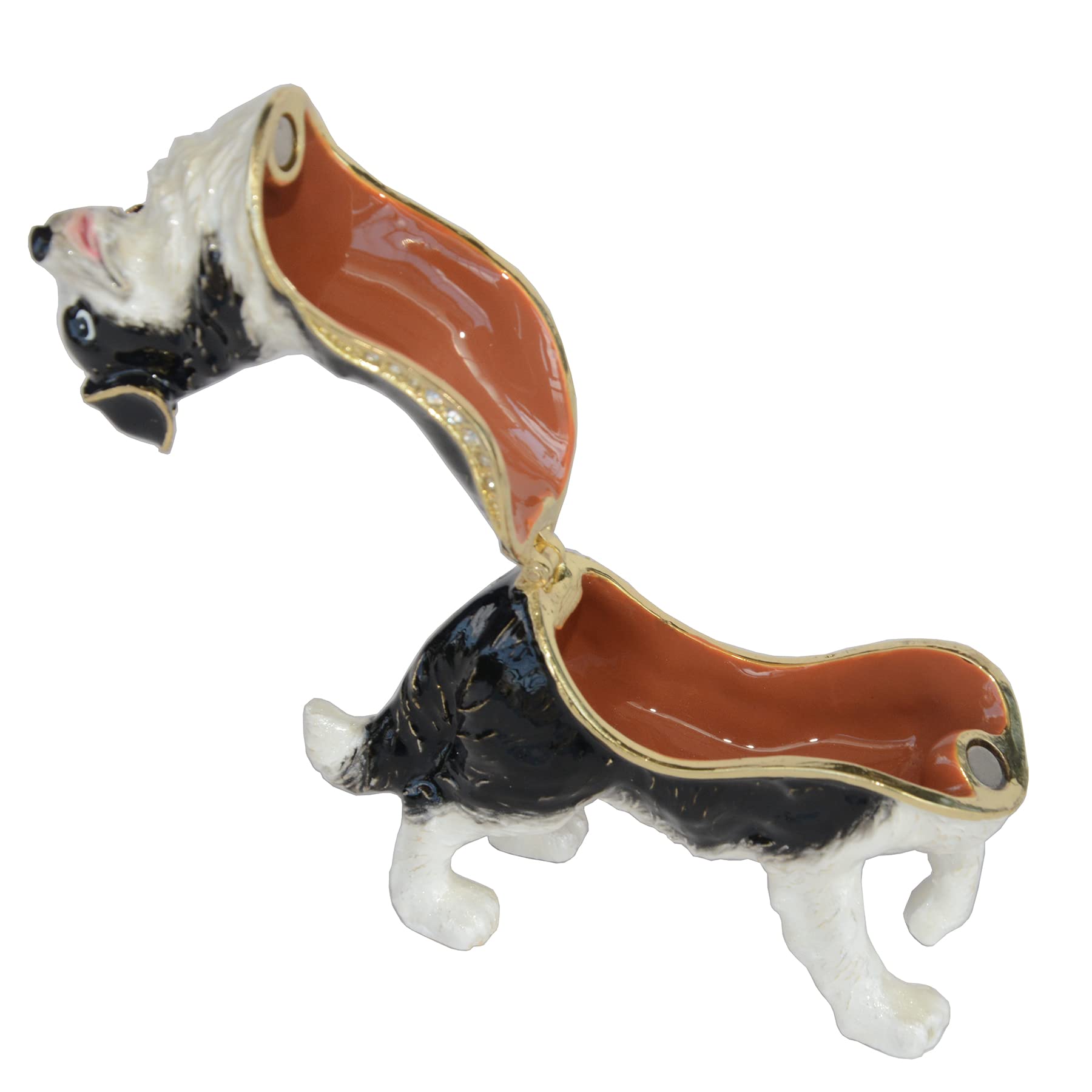 Hand-Painted Border Collie Jewelry Box with Hinged Lid - Dog Figurine Trinket Box for Rings & Earrings - Decorative Collectible Gift for Dog Lovers (Perfect for Bedroom Vanity, Dresser Organizer & Pet Memorabilia Display)