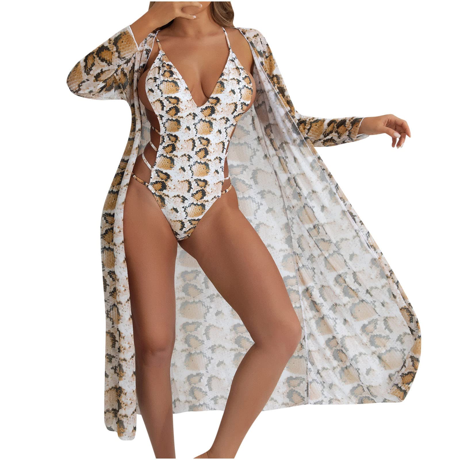 **Sexy Women's Snakeskin One Piece Bikini - High Cut Athletic Swimwear Bodysuit for Beach, Pool & Summer Vacations**
