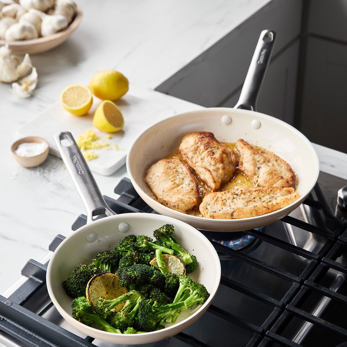Padova Ceramic Nonstick 16-Piece Cookware Set - Taupe | Durable & Eco-Friendly Pots & Pans for Healthy Cooking | Perfect for Frying, Boiling & Sauteing in Modern Kitchens