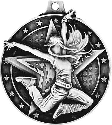 Hip Hop Dance Medal Award - 2 Inch Silver Plated Medal with Ribbon - Perfect for Dance Competitions, Breakdance Battles & Hip Hop Performances