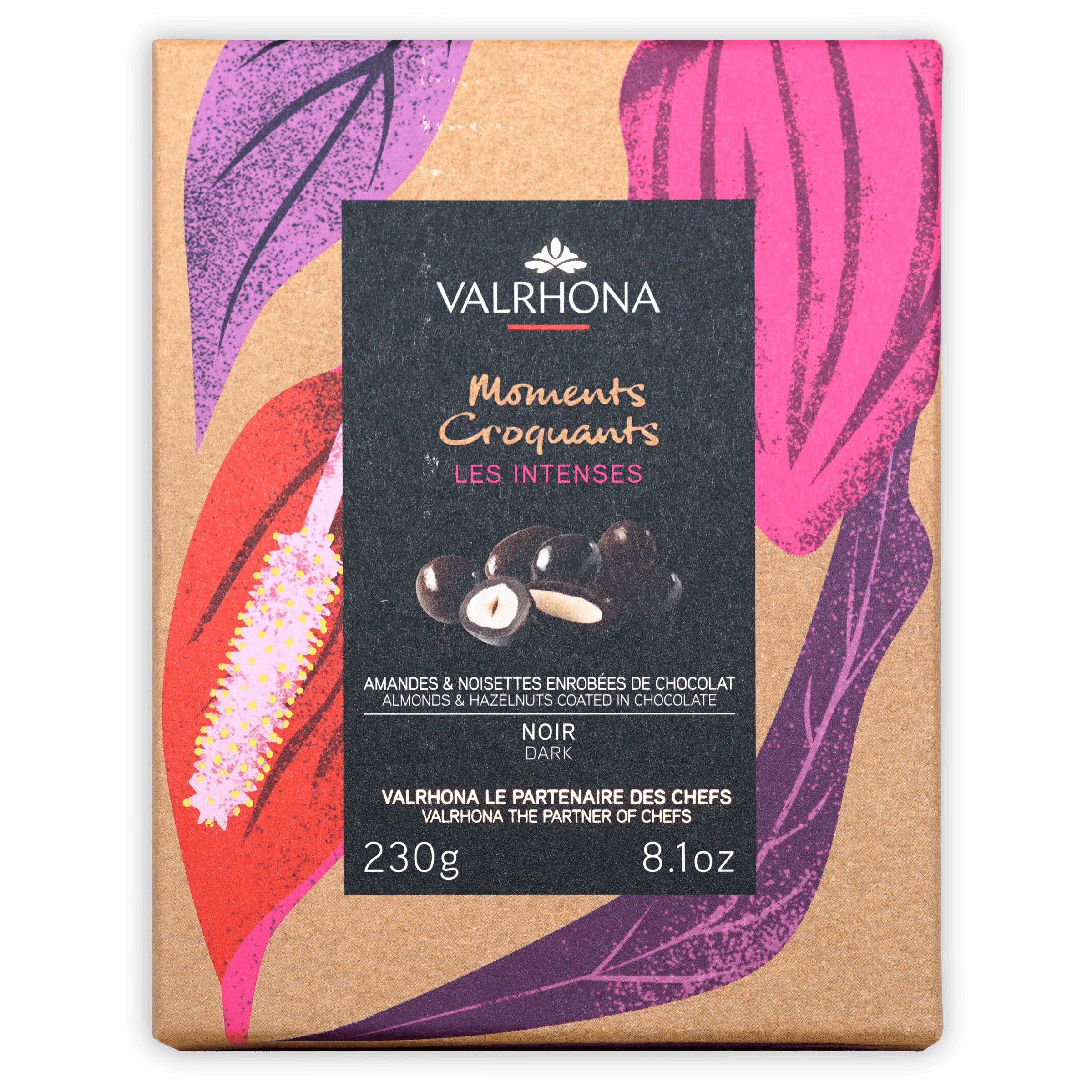 Premium Valrhona Dark Chocolate Covered Almonds & Hazelnuts Gift Box - 55% Cocoa - Gourmet French Chocolate Treats for Gifting, Parties & Dessert Platters