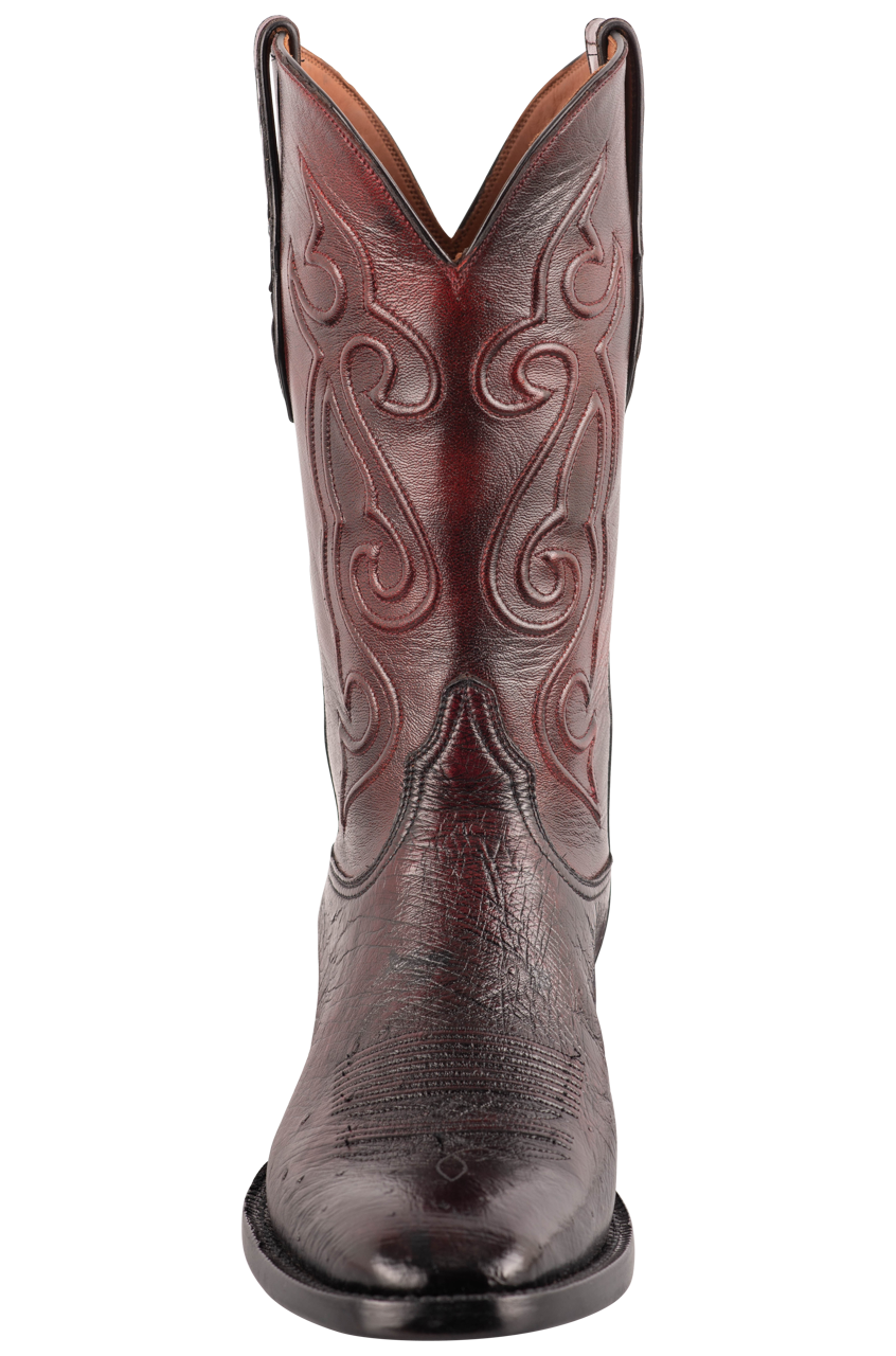 Exclusive Black Jack Smooth Ostrich Leather Cowboy Boots in Black Cherry - Western Fashion for Men & Women | Perfect for Rodeo, Country Music Festivals & Western Style Outfits