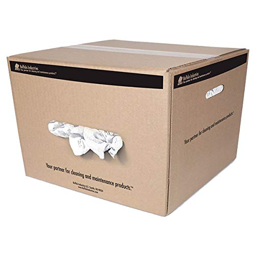 25 lb Bulk Buffalo Recycled White Industrial T-Shirt Rags - 2 Boxes (50 lbs Total) | Perfect for Cleaning, Polishing & Workshop Use