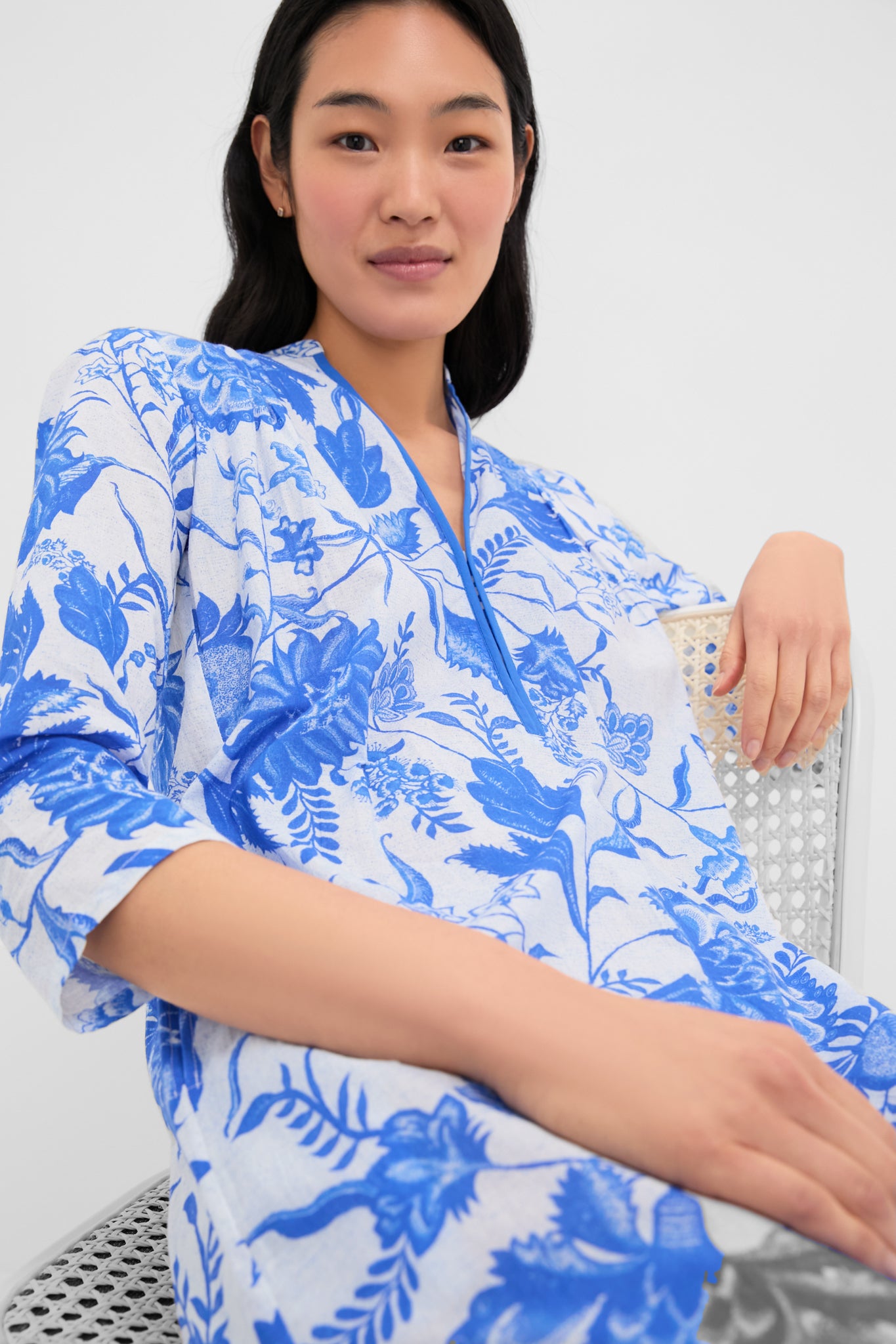Blue Tiffany Asha Long Kurta for Women | Elegant Embroidered Indian Tunic Top | Perfect for Festivals, Weddings & Casual Wear