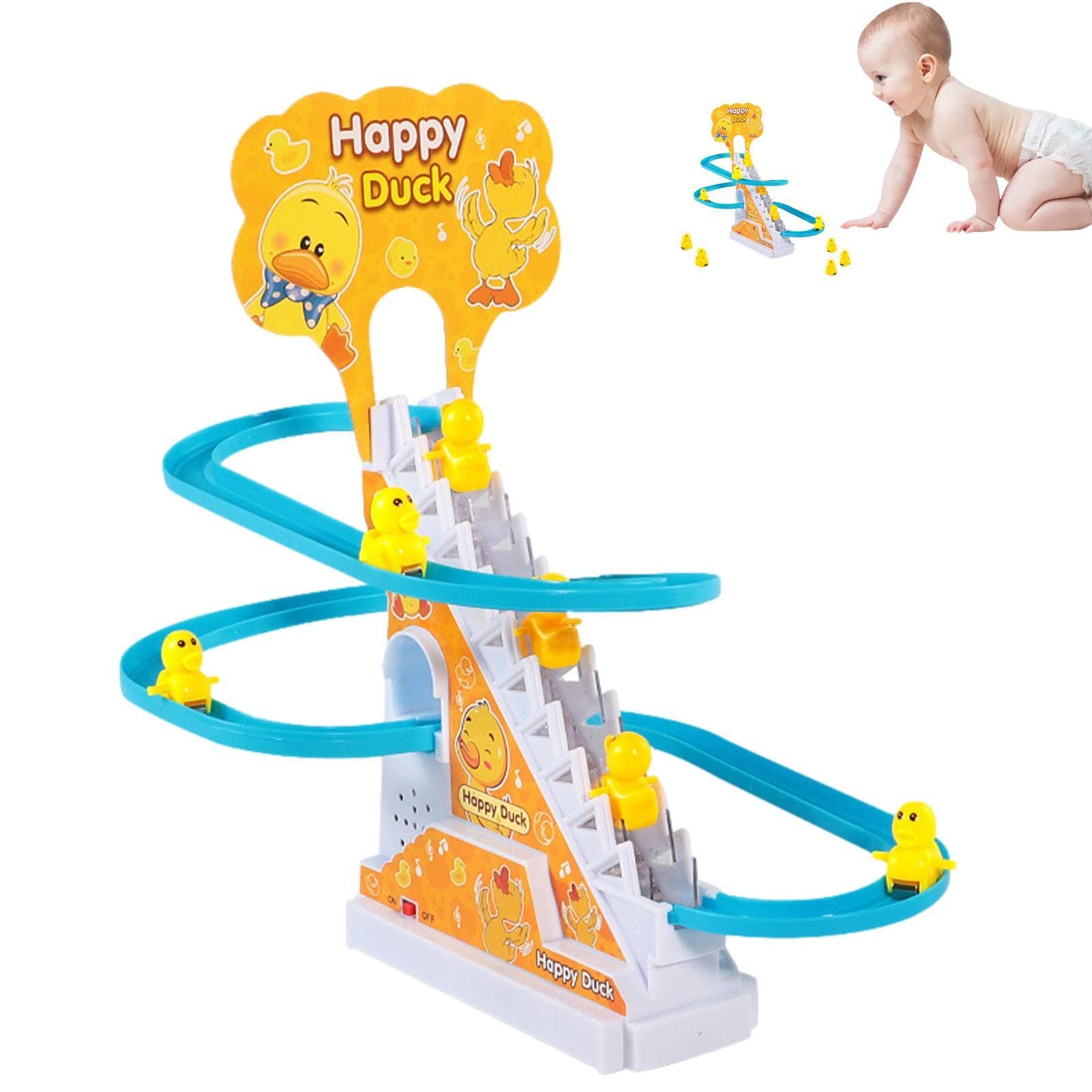 Duck Slide Stairs Climbing Toy for Kids - LED Light & Music Indoor Play Set with Assembling Tracks - Fun Educational Home Decor for Toddlers (Perfect for Birthday Gifts & Playroom Activities)