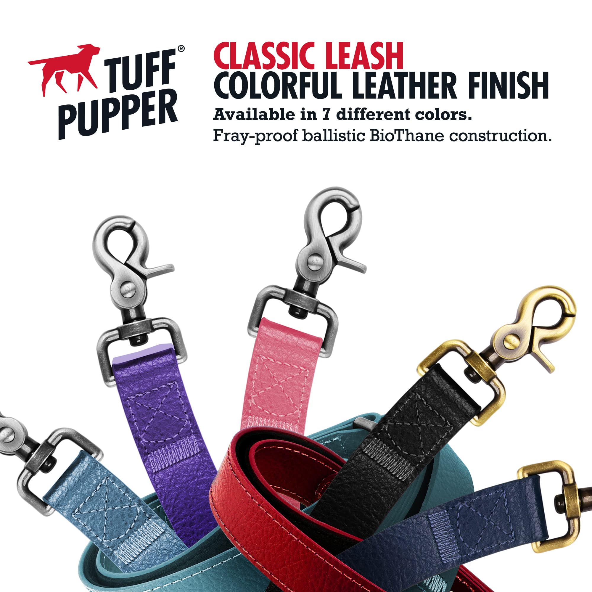 Tuff Pupper Classic 6 Foot Heavy Duty Dog Leash - 10x Stronger Than Leather, 100% Waterproof & Odor Proof with Rust-Proof Metal Hardware | Perfect for Large Dogs, Hiking, Training & Outdoor Adventures