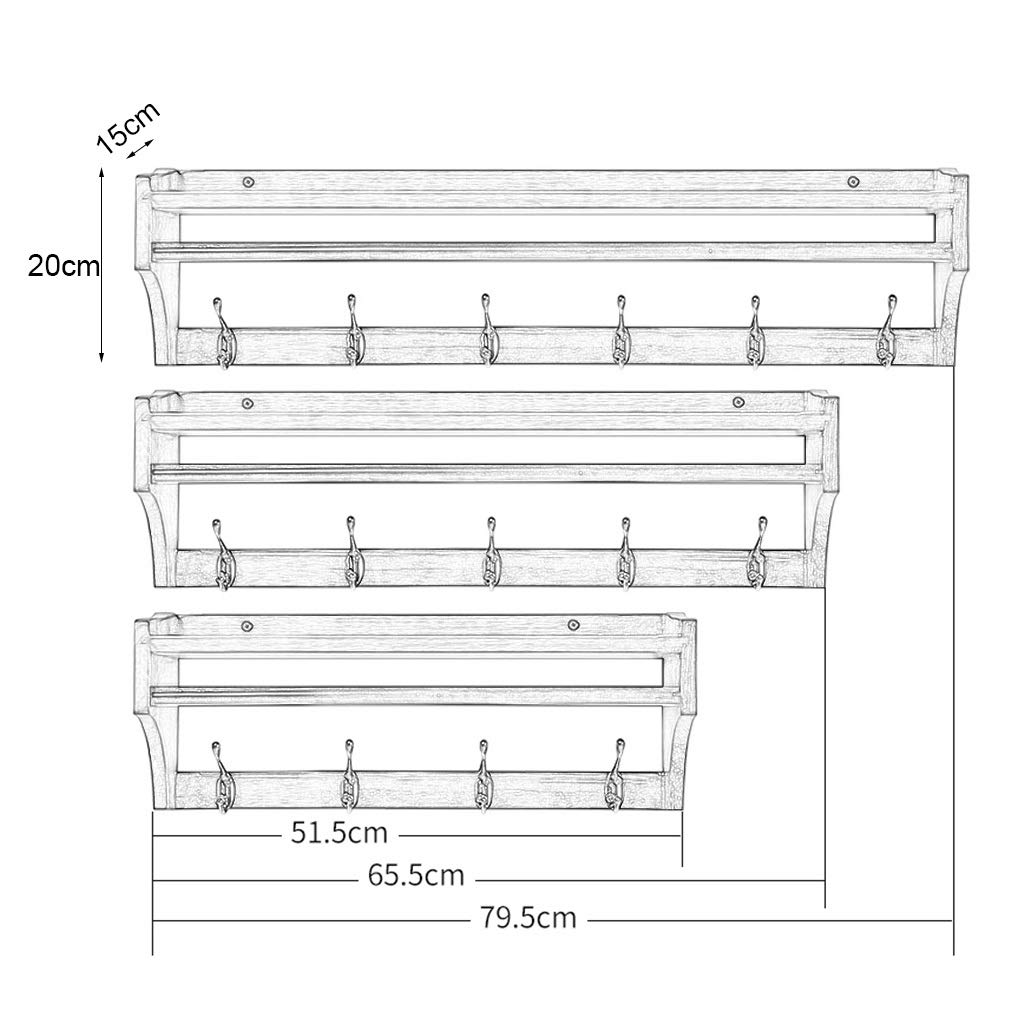 Wall Mounted Coat and Hat Rack with Floating Shelf - Wooden Entryway Storage Organizer with Garment Hanger Rod & 4 Metal Hooks - Space Saving Solution for Hallway, Bathroom, Living Room, Bedroom - Perfect for Small Apartments and Home Organization (White)