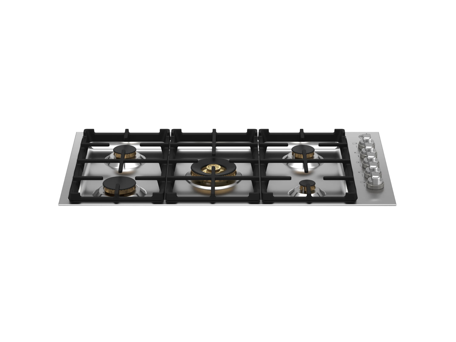 Bertazzoni MAST365QBXT 36-Inch 5-Burner Drop-In Gas Cooktop with Brass Burners - Stainless Steel Professional Range for Home Kitchen Cooking, Grilling & Entertaining