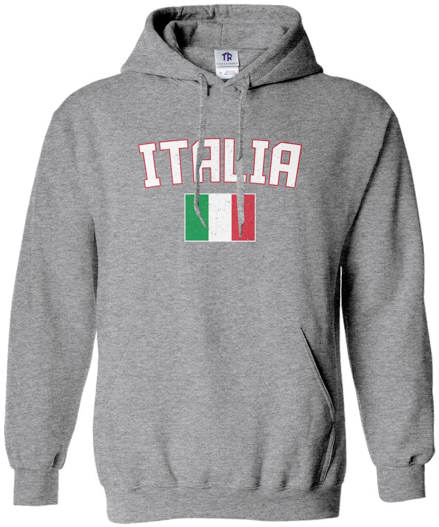 Threadrock Women's Italia Flag Hoodie Sweatshirt - Soft Fleece Pullover with Italian Flag Design, Perfect for Casual Wear, Game Day & Travel