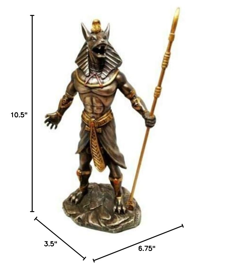 Anubis Statue - Egyptian God of Afterlife & Death Holding Staff - Unique Home Decor for Living Room, Office & Gift Ideas